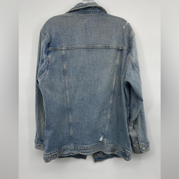 Lucky Brand Long line Trucker slightly distressed jean jacket size M - Picture 6 of 11